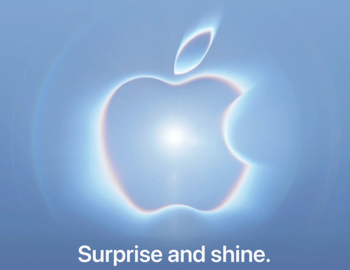 silvery-blue Apple logo